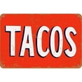 thumbnail image 1 of Letrero Hojalata Tacos Metal Vintage Pintura Hierro Rectangular Barra Pared 30x20cm, 1 of 9