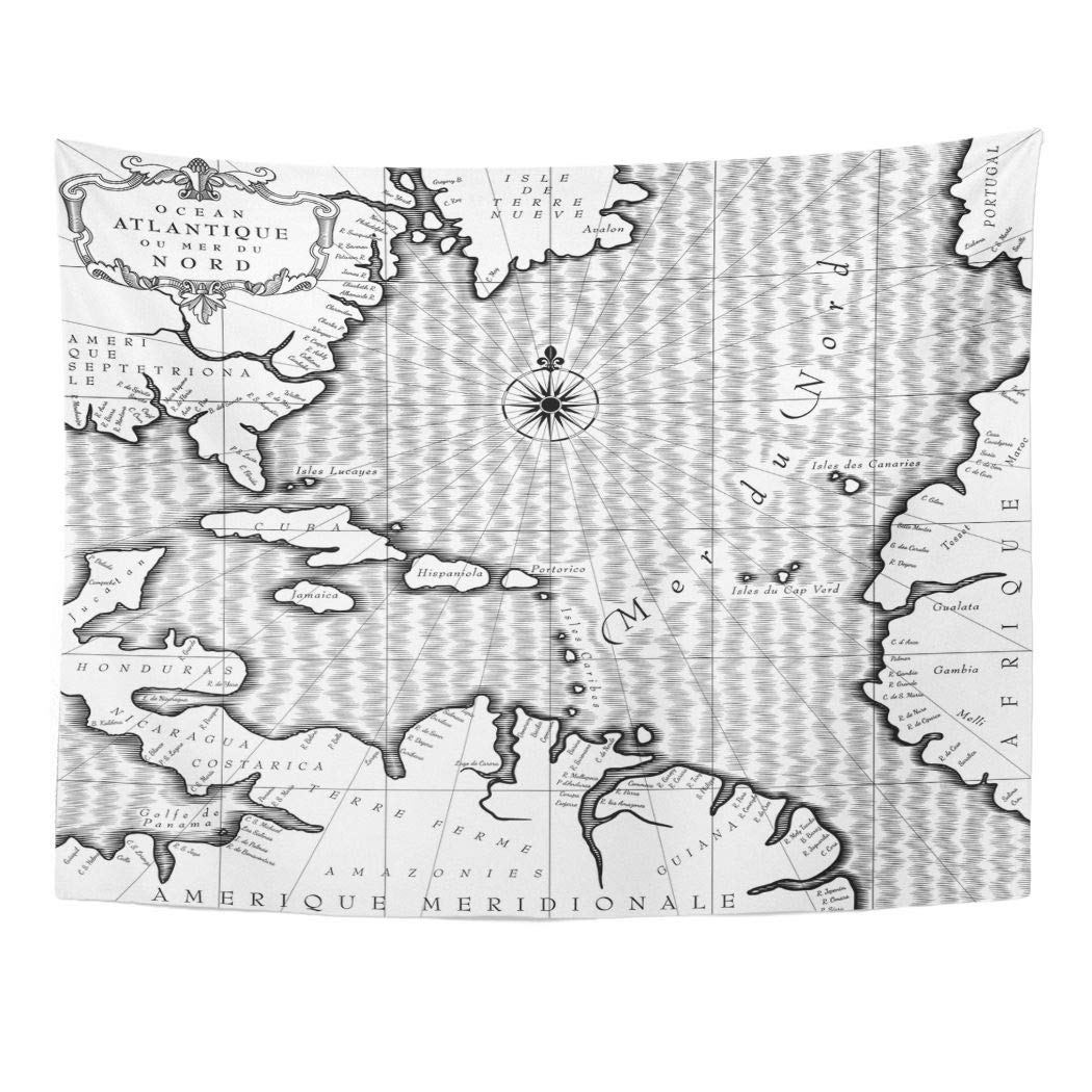 UFAEZU Old Geographic Map Atlantic Ocean Region Lands in Free