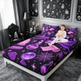 thumbnail image 3 of Erosebridal Neon Witch Bed Sheets 4-Piece,Magic Symbols Full Size Sheets,Purple,1 Flat Sheet, 1 Fitted Sheet and 2 Pillowcases, 3 of 6