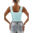 thumbnail image 5 of ZAXARRA Women Wide Straps Crop Tank Tops Casual Floral Sleeveless Lettuce Trim Slim Fit Crop Cami Vest Tops, 5 of 5
