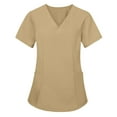thumbnail image 6 of SBYOJLPB Womens Medical Scrub Set Solid Color V-Neck Short Sleeve Top and Straight Leg Pants Multiple Pockets Nurse Suit Comfortable Healthcare Uniform, 6 of 9