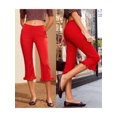 thumbnail image 2 of Pantalones capri para mujer, cintura elástica, largo 3/4, lisos/de lunares, cortos, para uso diario informal., 2 of 9