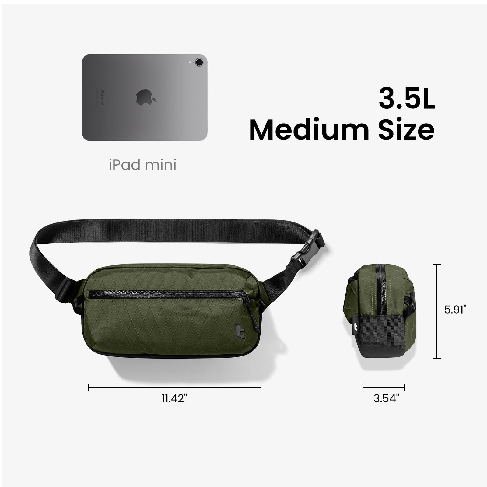 tomtoc 3.5L X-Pac Sling Bag with RFID Blocking, Crossbody Bag Minimalist Chest Shoulder Pack for Men/Women, Water-Resistant Lightweight Casual Funny Pack for Travel/Daily Commute