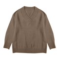 thumbnail image 4 of NMMUED Sweaters for Women Pullover Sweaters for Women V Neck Sweaters for Women Knit Sweater for Women, Khaki L, 4 of 8