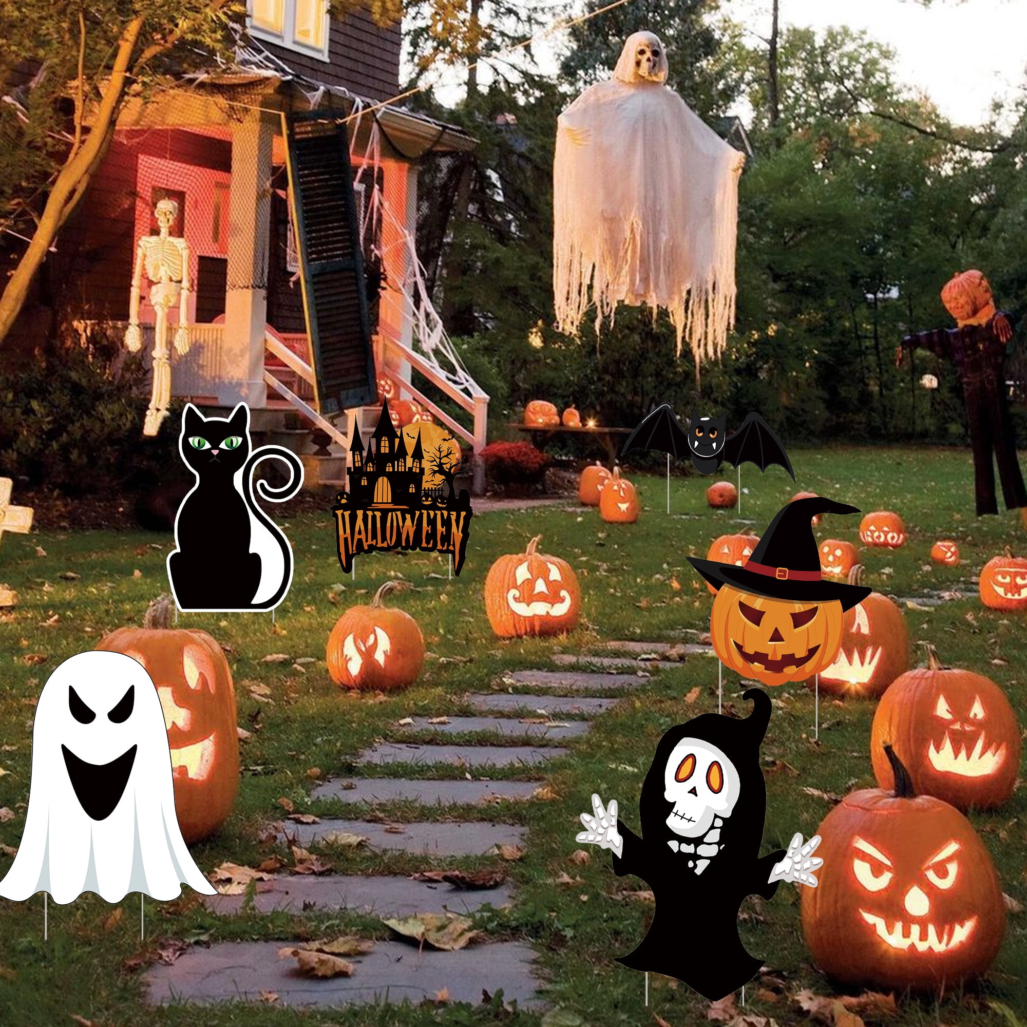 6 Pcs Halloween Decorations Outdoor Corrugate Yard Signs for Lawn Yard