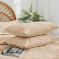 thumbnail image 5 of Hyashoshi Khaki Fan-Shaped Pattern King Size Quilt Set, 3 Pieces Lightweight Bedspread Coverlet, Floral Ultrasonic Quilted Bedding for King Beds, Soft All Season Reversible Quilt with 2 Pillow Shams, 5 of 6