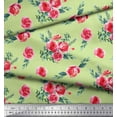 thumbnail image 2 of Soimoi Green Moss Georgette Fabric Leaves & Rose Floral Decor Fabric Printed Yard 42 Inch Wide, 2 of 3