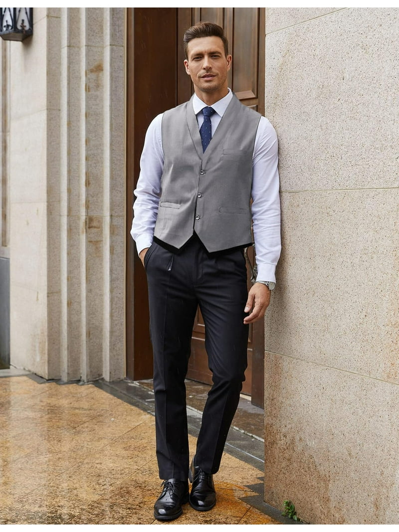 最終お値下げ！L'Appartement /Masculine Vest　グレー COS Mens Wool Blend V-Neck Vest Gray Sleeveless Top