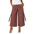thumbnail image 2 of Hvogkswy Cargo Capri Pants for Women Summer Casual High Waist Wide Leg Capris Loose Fitted Multi Pockets Outdoor Hiking Pants, 2 of 7