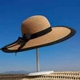 thumbnail image 2 of Women's Big Brim Sun Hat Floppy Foldable Bowknot Straw Hat Summer Beach Hat, 2 of 3