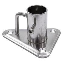 MARINE CITY 304 Stainless Steel 90Stanchion Socket with Triangular Base and Buttress for Pipe  1"25 mm for Marine Boat Yacht Fishing