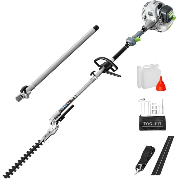 36CC Gas 2‑Stroke Pole Hedge Trimmer 27.5in Double Reciprocating Blades 270° Rotatable Cutting Head
