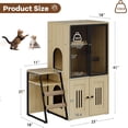 thumbnail image 2 of Cat Litter Box Furniture, 2 Tier Enclosed Litter Box Furniture with Doors, Hidden Storage and Ladder, Natural Wood, 2 of 8