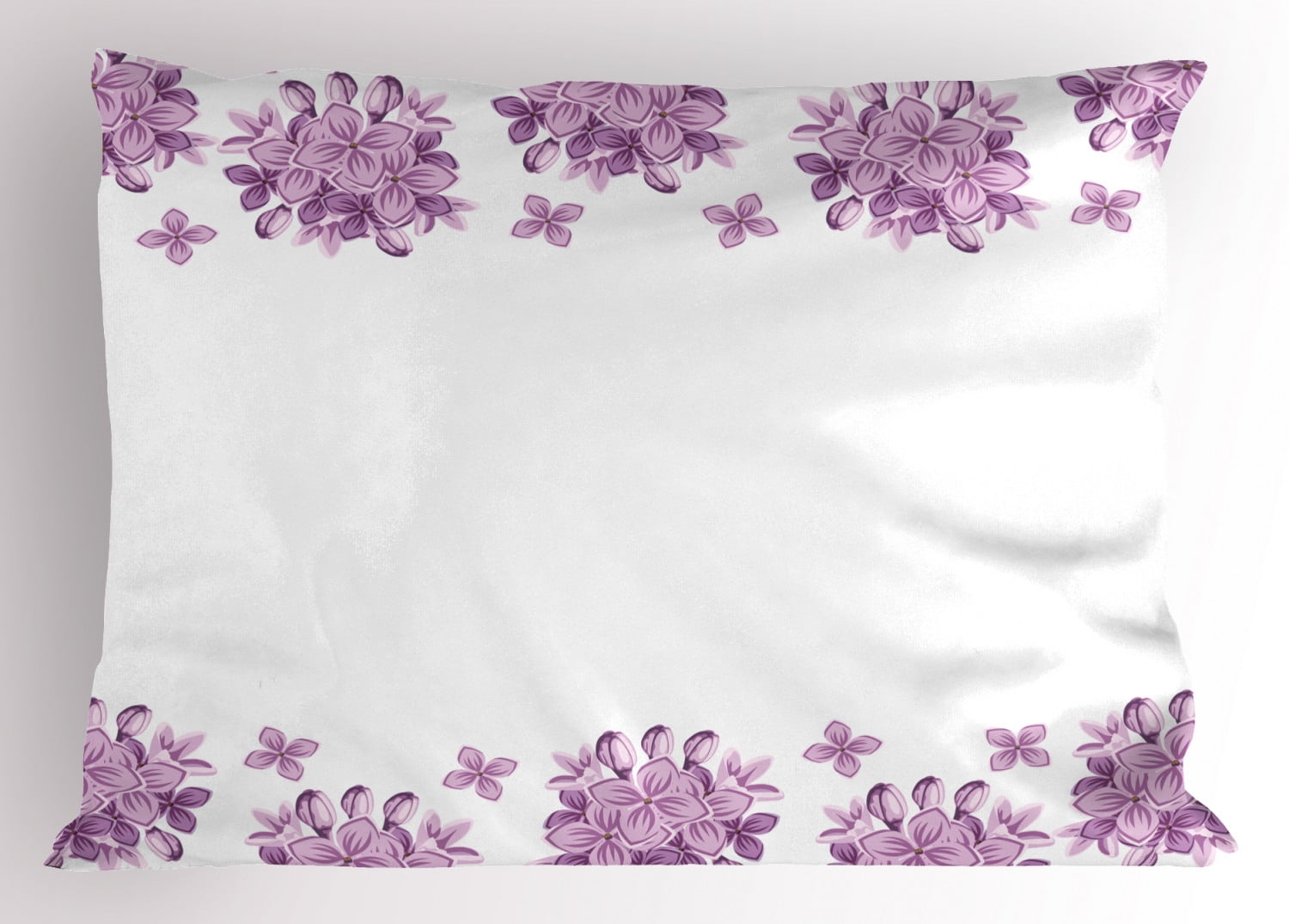 Flowers Pillow Sham Gardening Theme Illustration of Lilac Flowers