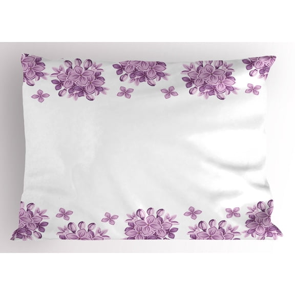 Ambesonne Flowers Pillow Sham, Romantic Lilac Garden, 26" X 20", Lilac White