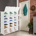 thumbnail image 2 of Portable 7-Tier 42 Pair Shoe Rack Organizer 21 Grids Tower Shelf Storage Cabinet Stand Expandable for Heels, Boots, Slippers, White Panels and White Door, 2 of 9
