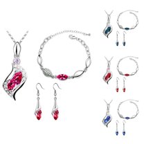 Xinyolin Rhinestone Geometric Pendant Necklace Bracelet Hook Earrings Jewelry Set