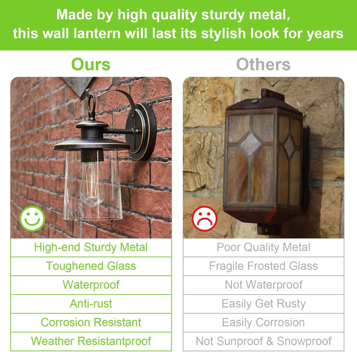 Revtronic Outdoor Wall Lights, Rustic Bronze, Exterior Light Fixtures with Clear Glass Shade for Outside House Garage