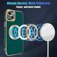 thumbnail image 3 of Compatible with iPhone 13 Case Magsafe, Cute Heart Pattern Luxury Plating Full Camera Lens Protection Magnetic Case for iPhone 13 for Women Girl-Green, 3 of 12