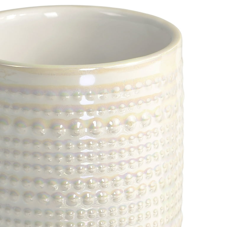 Mainstays Pearlescent Toothbrush Holder, Embossed Ceramic with