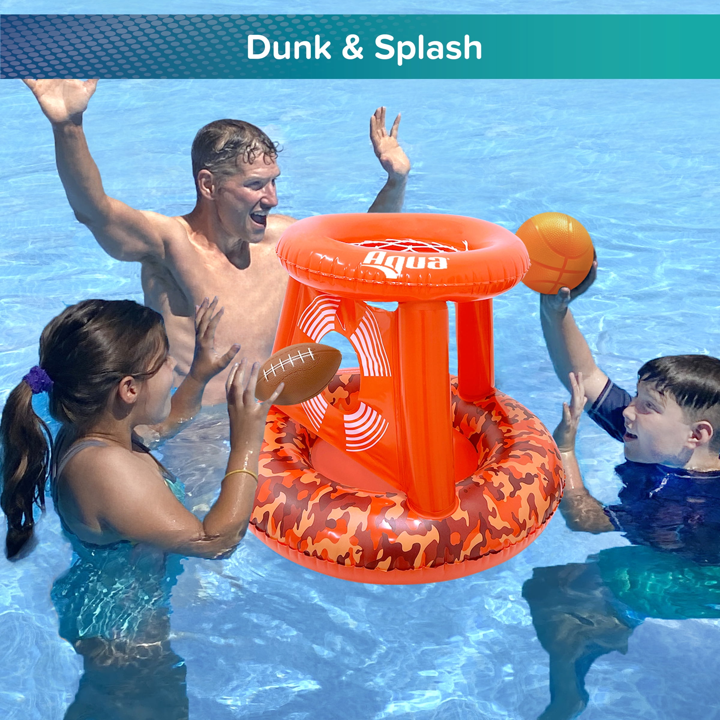 Aqua Leisure Dunk & Pass Inflatable Hoop and Football Toss Pool Toy