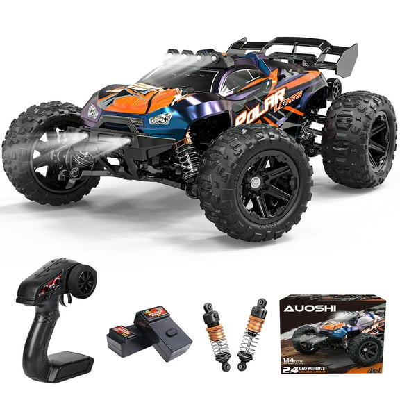 AUOSHI 1:14 Fast RC Toy Car,40 MPH Remote Control Off-Road Truck with Full Metal Drivetrain, 4WD All-Terrain, 2 Batteries, 70 Min Runtime, LED Lights, Waterproof – Great Gift for Kids, Teens & Adults