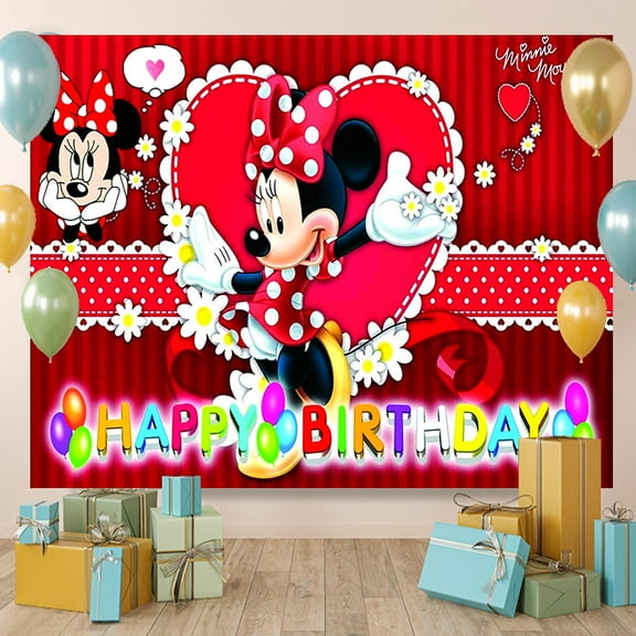 Mickey and Minnie cartoon theme birthday flag Background flag Children's party decoration items Photography photo props 150*100CM