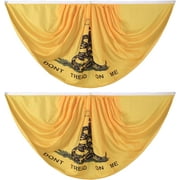 Gadsden Snake Pleated Fan Flag Bunting 3 x 6 Ft Don't Tread On Me Pleated 2 Pcs Fan Flag Banner, Tea Party Half Fan Flag Party Decorations Supplies For Parades,Celebration