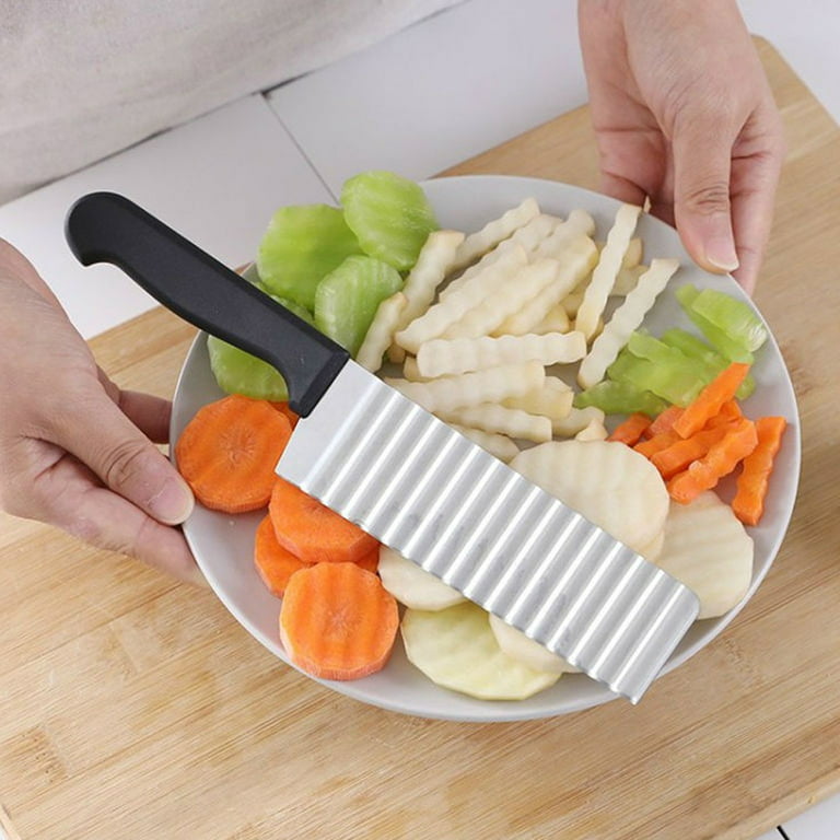 Potato Slice Knife, Rippled French Fries Cutter With Stainless