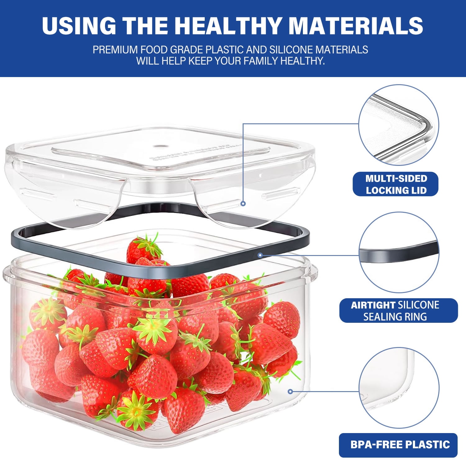Stelive 24 Pack Food Storage Container Set, Leak Proof Lunch Boxes, Microwave, Dishwasher & Freezer Safe, BPA-Free Clear Plastic Storage Containers for Home & Kitchen Organization with Labels & Pen