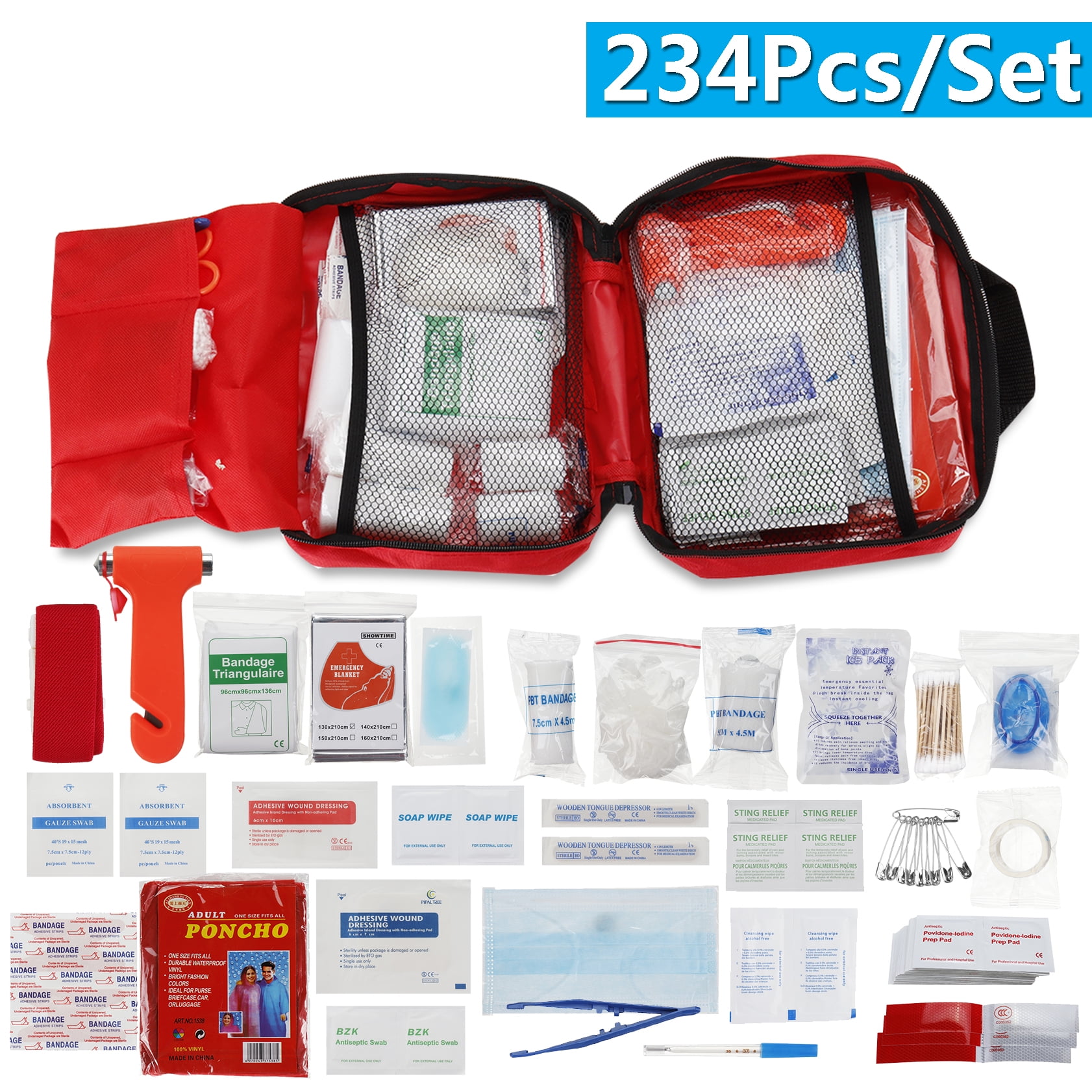 234Pcs Sos Notfall Zelten Überleben Ausrüstung Hilfe Set Tasche Außen Tactica 