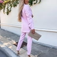 thumbnail image 6 of Scyoekwg Women Blazer Outfit Business Office Work 2 Piece Sets Long Sleeve Coat Suit Pants 2 Two Piece Set Fashion Matching Outfits Suit (Pink,XL), 6 of 7