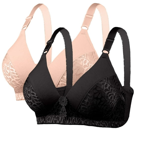 Save On 2 Packs Printed Bra for Women Support Push-Up Bras Front Closure Anti-Sagging Bralettes Supportive Push Up Brassiere Lounge Breathable Everyday Bras