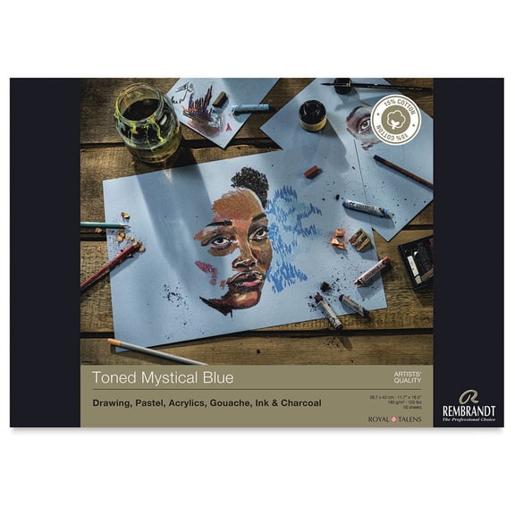 Rembrandt Toned Mixed Media Pad - Mystical Blue, 16.5" x 11.7"