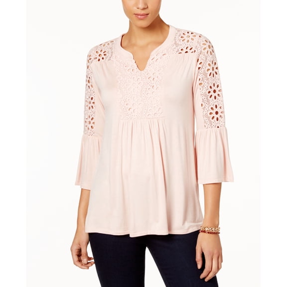 Style & Co Crocheted High Low Top Crushed Petal S