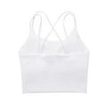 thumbnail image 6 of Spaghetti Straps Bra Seamless Removable Padded Wirefree Gym Workout Fitness Yoga Sport Bras for Women, 6 of 8
