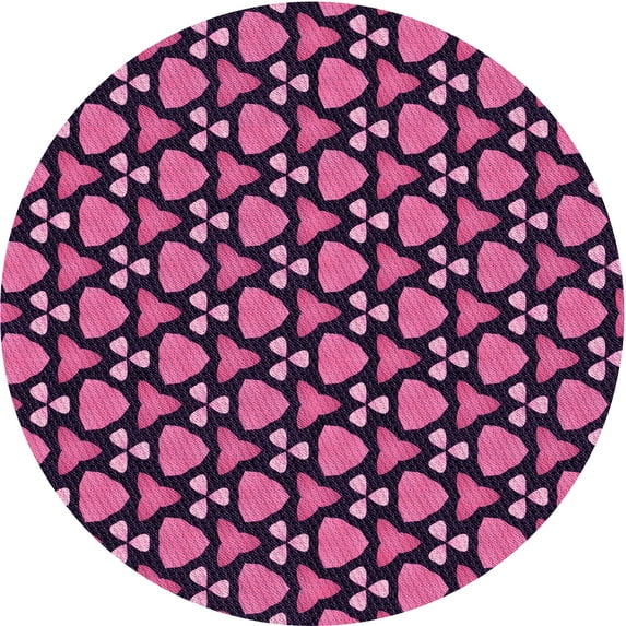 Ahgly Company Indoor Round Patterned Neon Pink Area Rugs, 8' Round