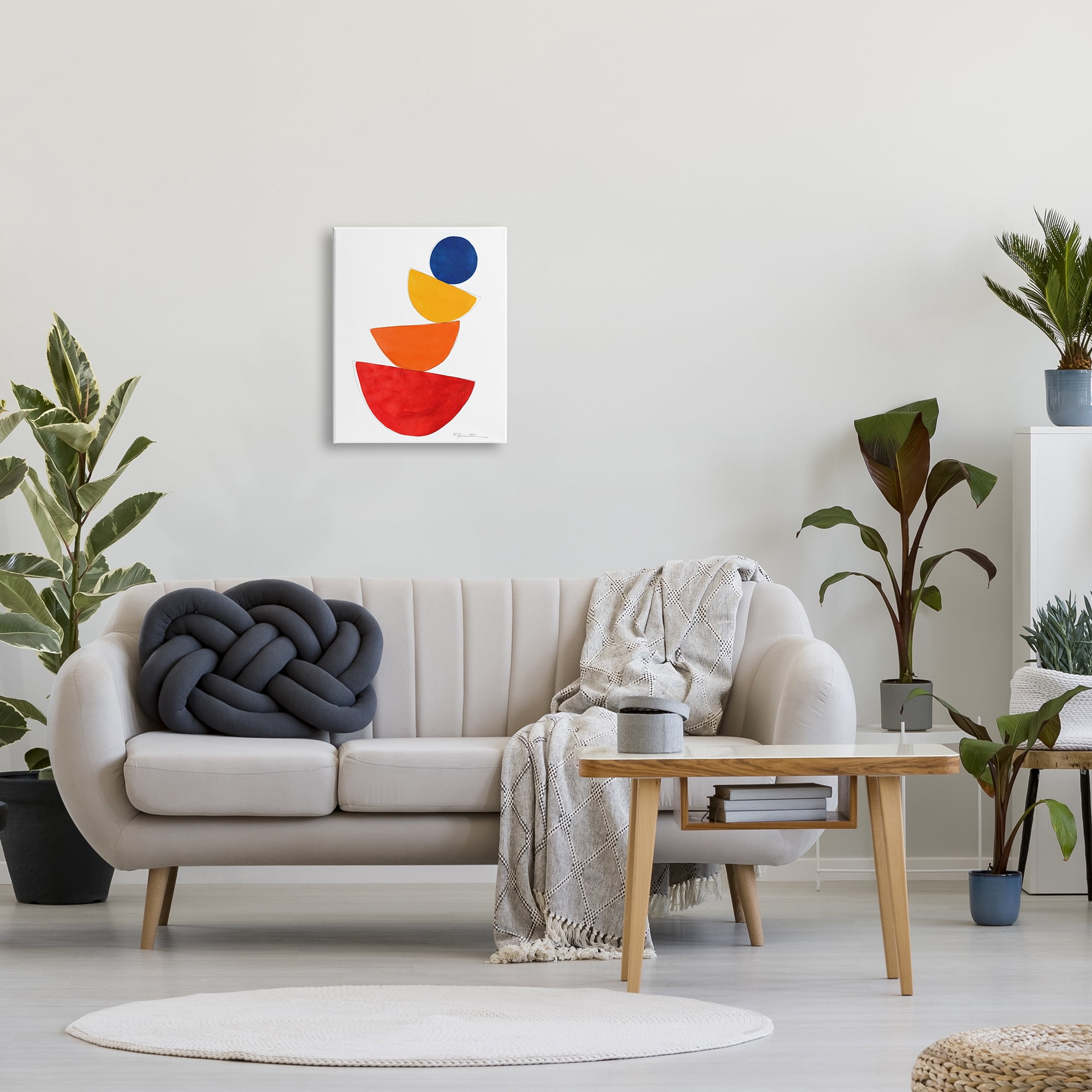 Stupell Industries Tilting Balancing Shapes Abstract Painting Gallery Wrapped Canvas Art Print Wall Art, 16 x 20