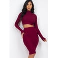 thumbnail image 6 of Ribbed Crop Top with Mock Neck and Midi Skirt Ensemble, 6 of 8