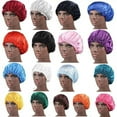 thumbnail image 5 of Women Satin Night Sleep Cap Hair Bonnet Hat Silk Head Cover Wide Elastic Band, 5 of 5