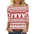 thumbnail image 2 of Cadancy Christmas Sweatshirt for Women 3/4 Sleeve Funny Graphic Crewneck Blouses Xmas Dressy Casual Fashion Tops Party Holiday Pullover Shirts, 2 of 7
