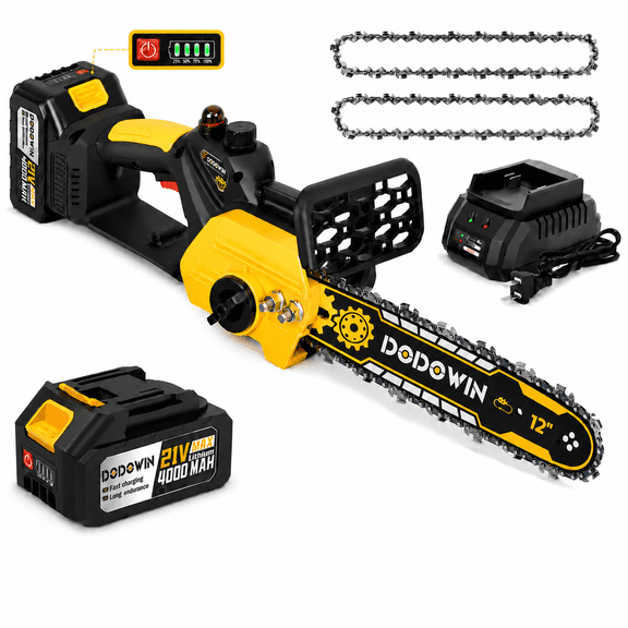 12-Inch Cordless Chainsaw with Battery and Charger, Lightweight Electric Chain Saw for Tree Pruning and Yard Work, Portable Wood Cutting Tool for Home Use