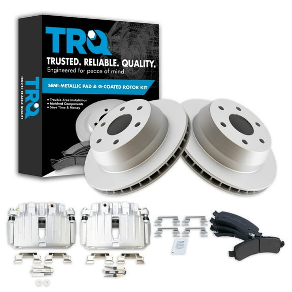 TRQ Rear Brake Calipers Ceramic Pads & Rotors Fits Select 2002 Suburban 1500 Yukon XL