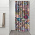 thumbnail image 3 of Small Stall Narrow Shower Curtain 36"W x 72"L – Tropical Bohemian Leaves, Mid-Century Abstract Boho Botanical Bathroom Decor, Vintage Floral Palm Leaf Pattern, Rustic Tribal Folk Style, 3 of 5