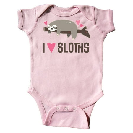 

Inktastic I Love Sloths Gift Baby Girl Bodysuit