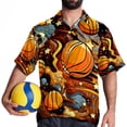 thumbnail image 4 of Basketball Men's Spread Collar Poplin Beach Shirts - Casual Printed Button Down Short Sleeve Summer Tops for Unisex, 4 of 6