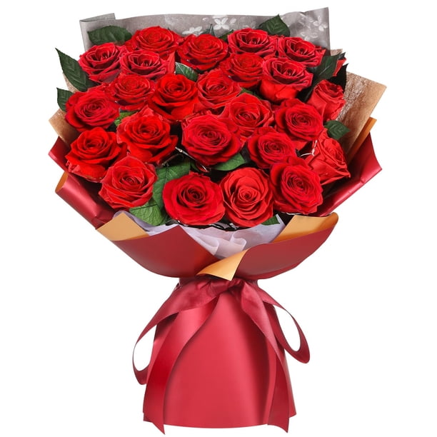 Bouquet de rosas rojas auténticas preservadas AddWel 24 para ella con LED