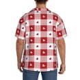 thumbnail image 3 of Lsque Plaid Heart print Men's Cuban Collar Short Sleeve Shirt Summer Beachwear Casual Button Down Fashionable Vacation Leisure Shirt-Medium, 3 of 7
