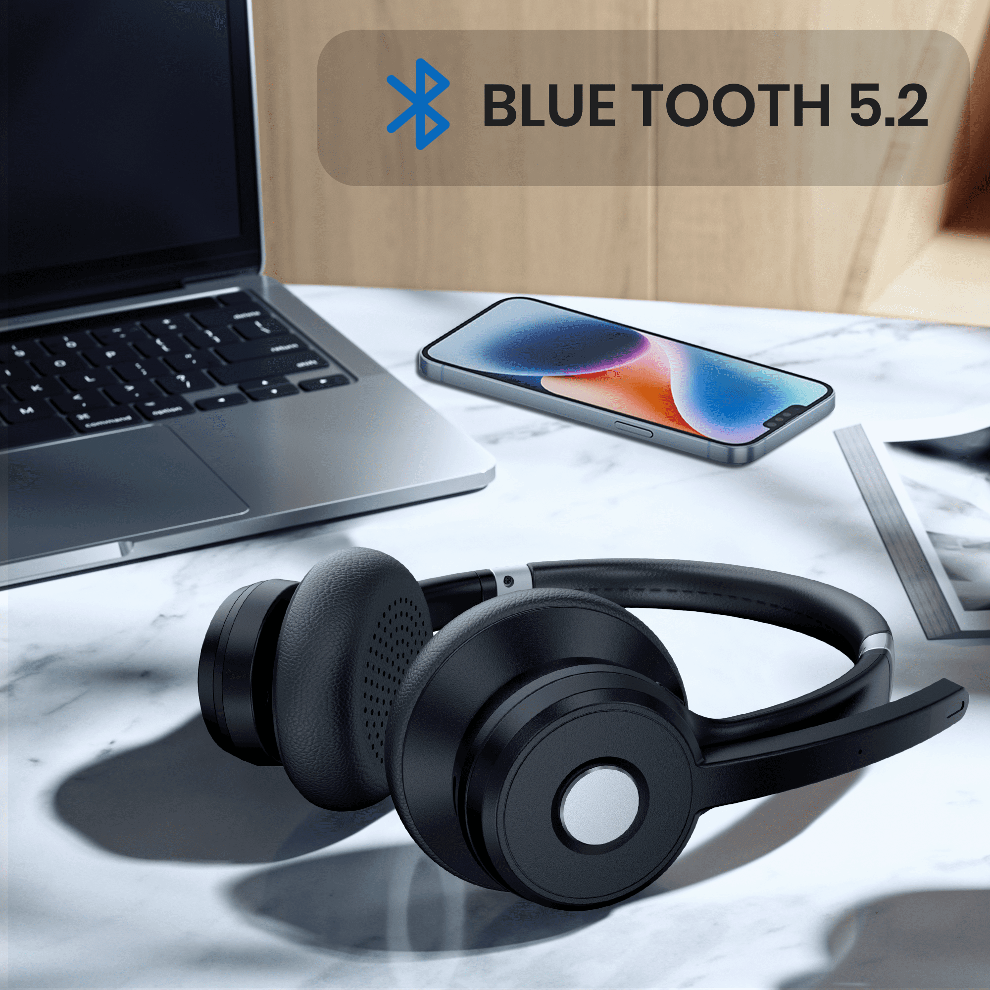 Xecessory Trucker Bluetooth Headset with Noise Canceling Microphone & Mute Button, 40Hrs Wireless Headphones for Truck Driver,Work,Computer,Home Offcie