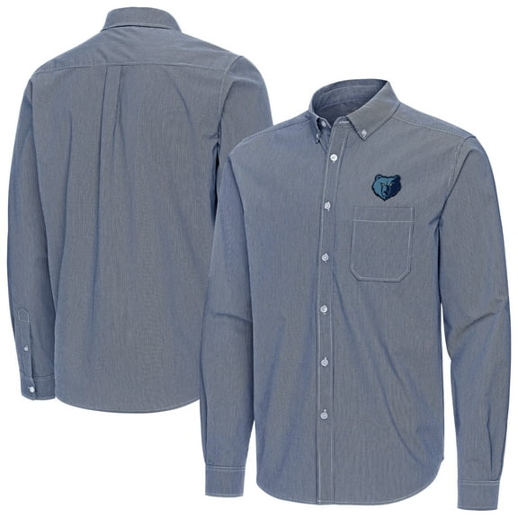 Men's Antigua Navy Memphis Grizzlies Porter Woven Long Sleeve Button-Down Shirt
